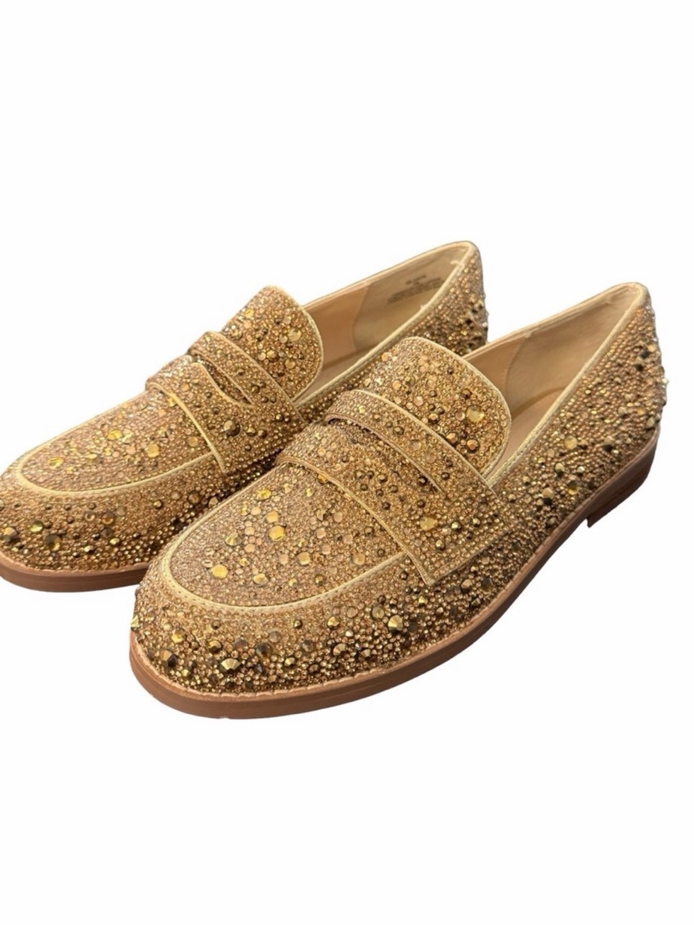 Betsey Johnson Gold Crystal Embellished Loafers